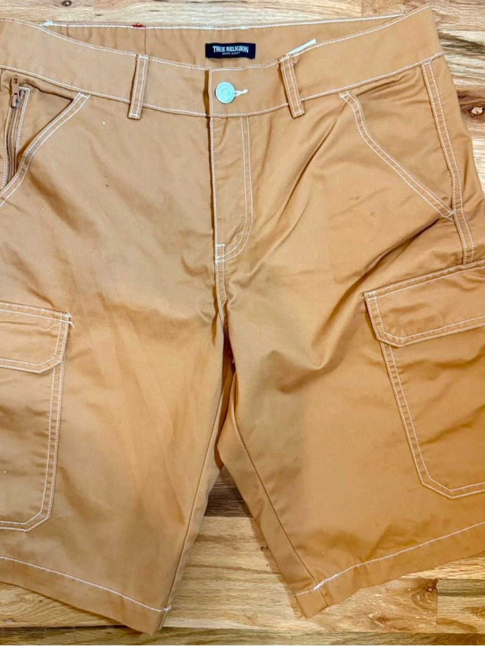 True Religion Men's Rusty Orange Cargo Shorts